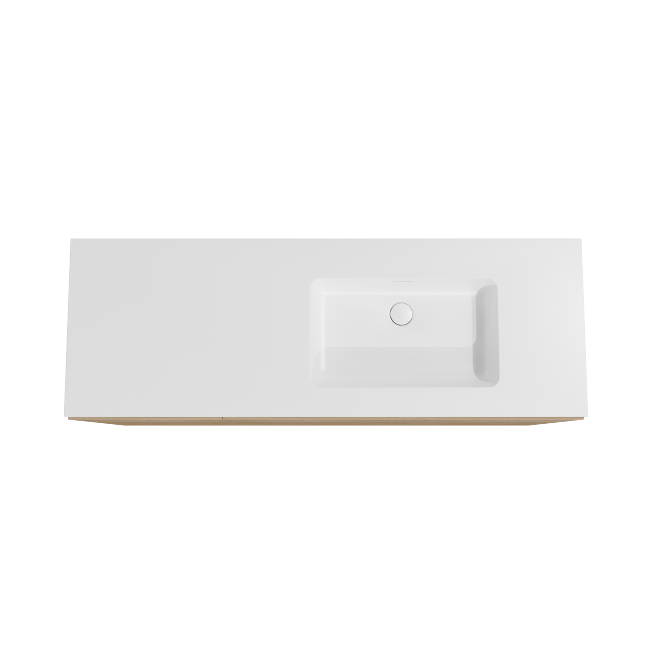 Storke Edge staand badmeubel 150 x 52 cm ruw eiken met Mata asymmetrisch rechtse wastafel in solid surface mat wit