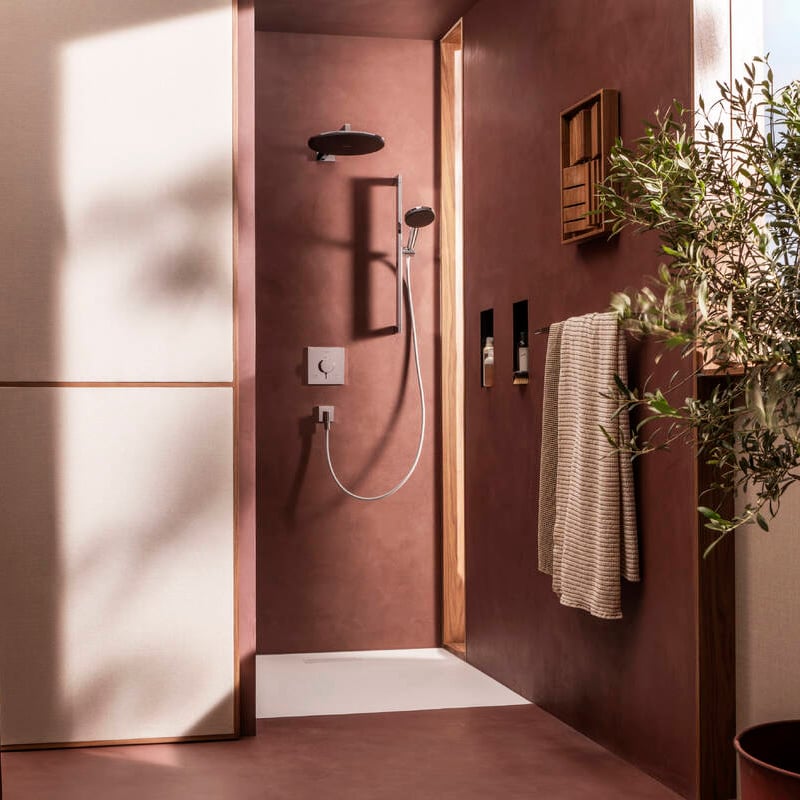 Hansgrohe Ecostat Comfort E Thermostat-Duscharmatur: Unterputz, für 2 Verbraucher, Chrom glänzend