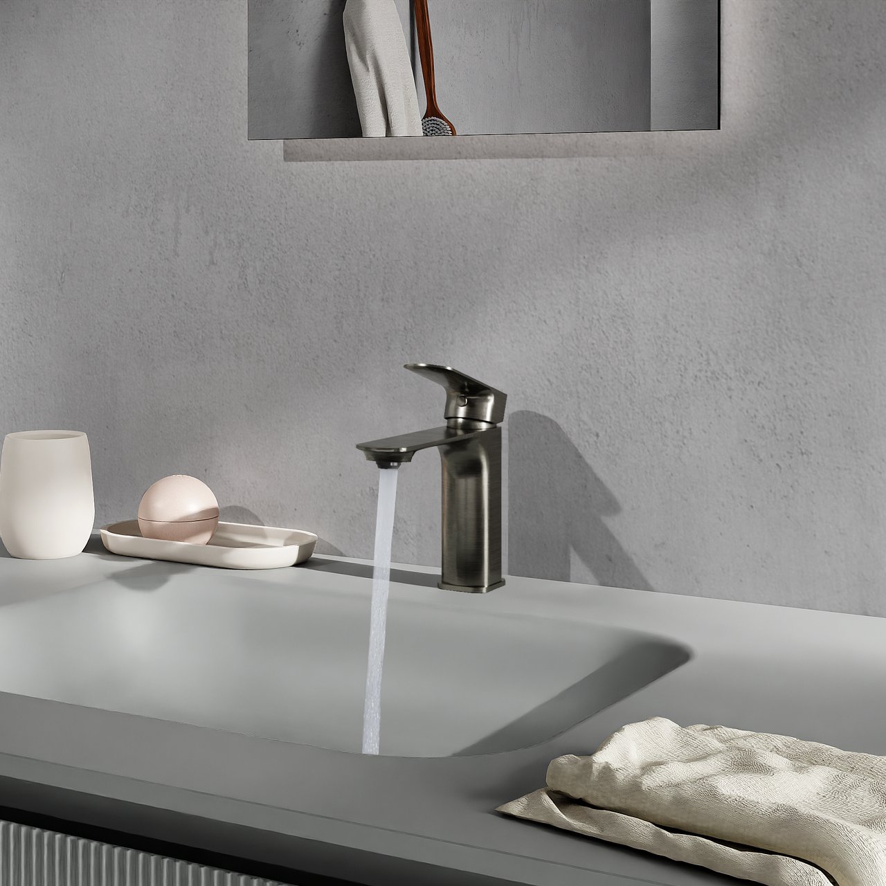 Blaufoss Bodan EcoStart standaard wastafelkraan Brushed GunMetal