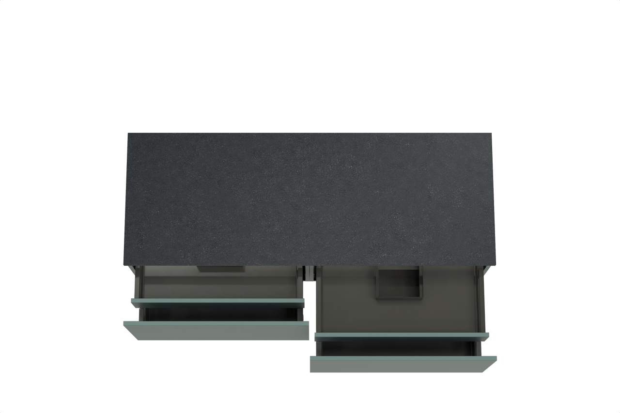 Balmani Sfera meuble salle de bains suspendu 150 x 55 cm forest avec Stretto tablette simple ou double en granit noir