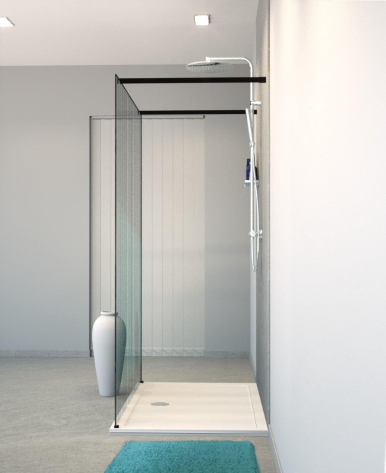 Balmani BMSS inloopdouche met vrijstaande wand 140 x 200 cm barcode zwart glas mat zwart profiel