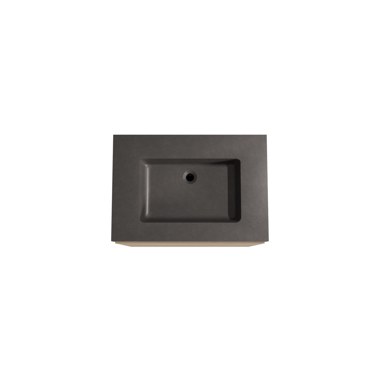 Storke Edge freistehendes Möbelstück Set: 75 x 52 cm, Rohe Eiche, mit Scuro High Einzelwaschtisch, Quarz Schwarz matt