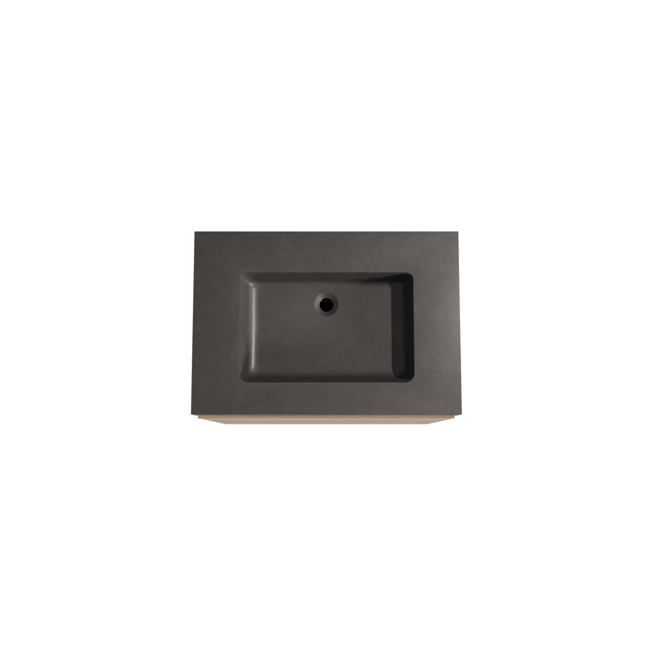 Storke Edge freistehendes Möbelstück Set: 75 x 52 cm, Rohe Eiche, mit Scuro High Einzelwaschtisch, Quarz Schwarz matt