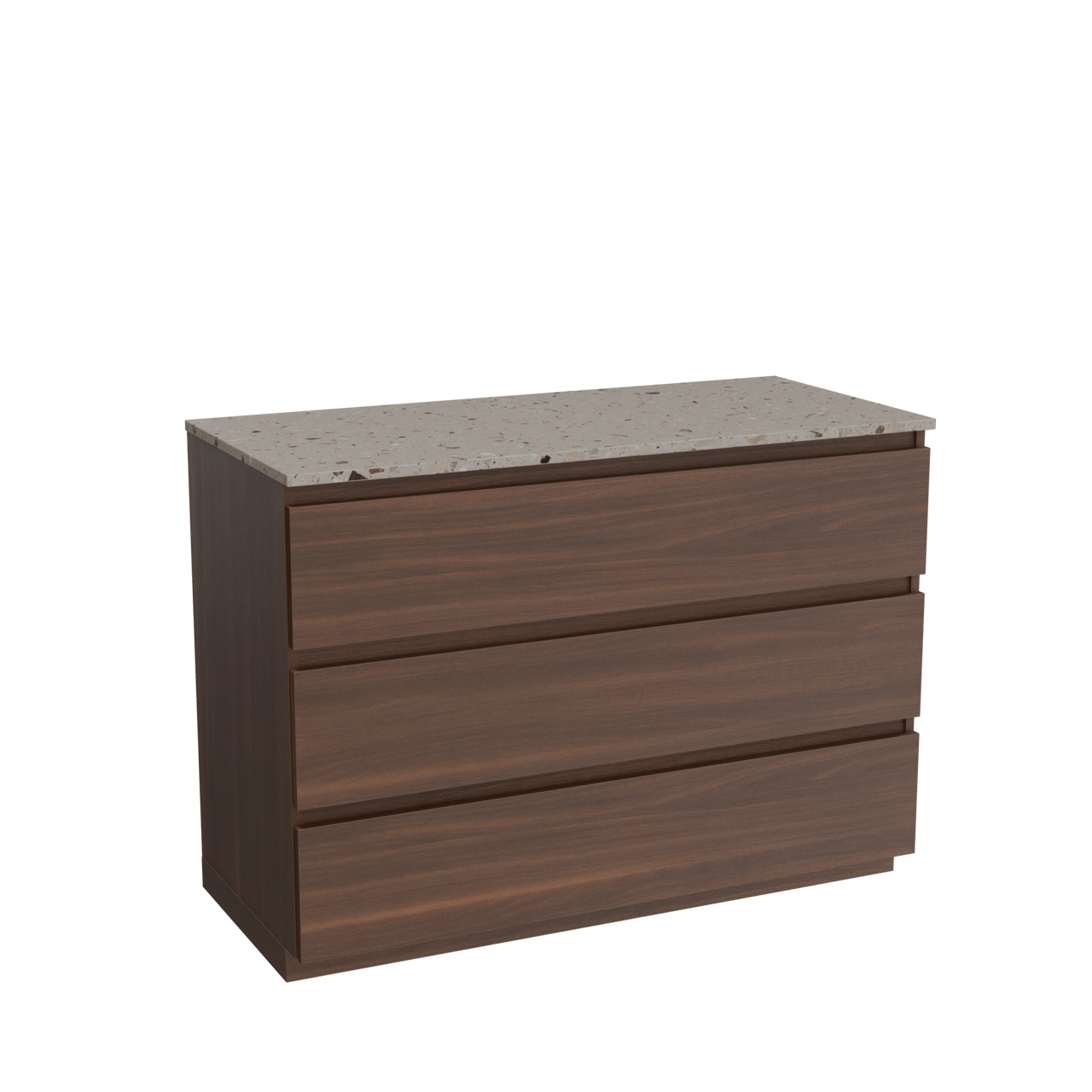 Balmani Lucida meuble salle de bains à poser 120 x 55 cm noyer américain avec Stretto tablette simple ou double en terrazzo greige terrazzo