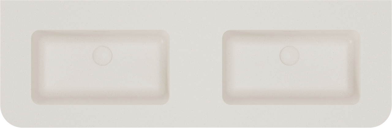 Storke Soft hängendes Möbelstück Set: 140 x 46 cm, Eiche rau, mit Mata Soft Doppelwaschtischplatte Solid Surface Beige Granit