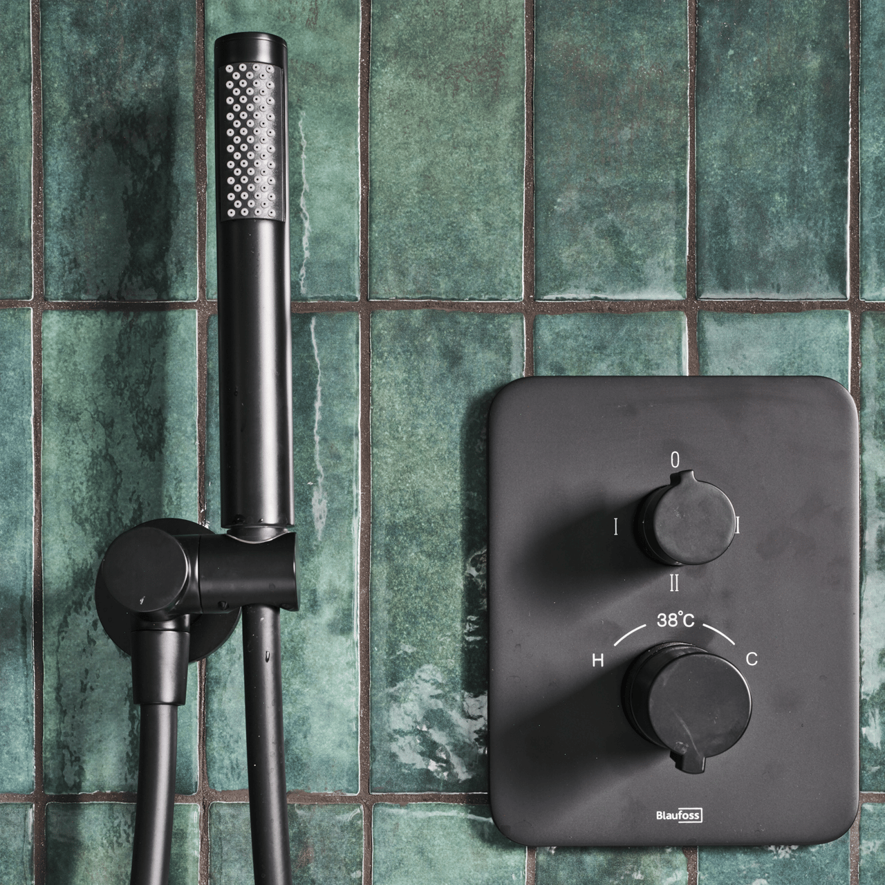 Blaufoss Smartbox Softline thermostat de douche encastré 2 fonctions noir mat incl élément intégré