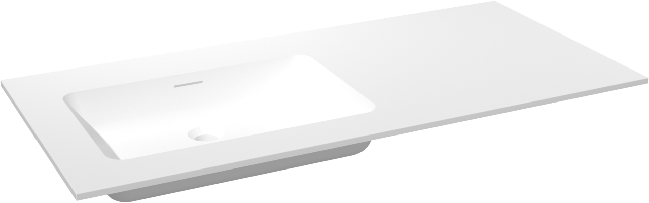 Storke Mata asymmetrisch linkse wastafel matte solid surface 110 x 52 cm combinatie kast 45 cm