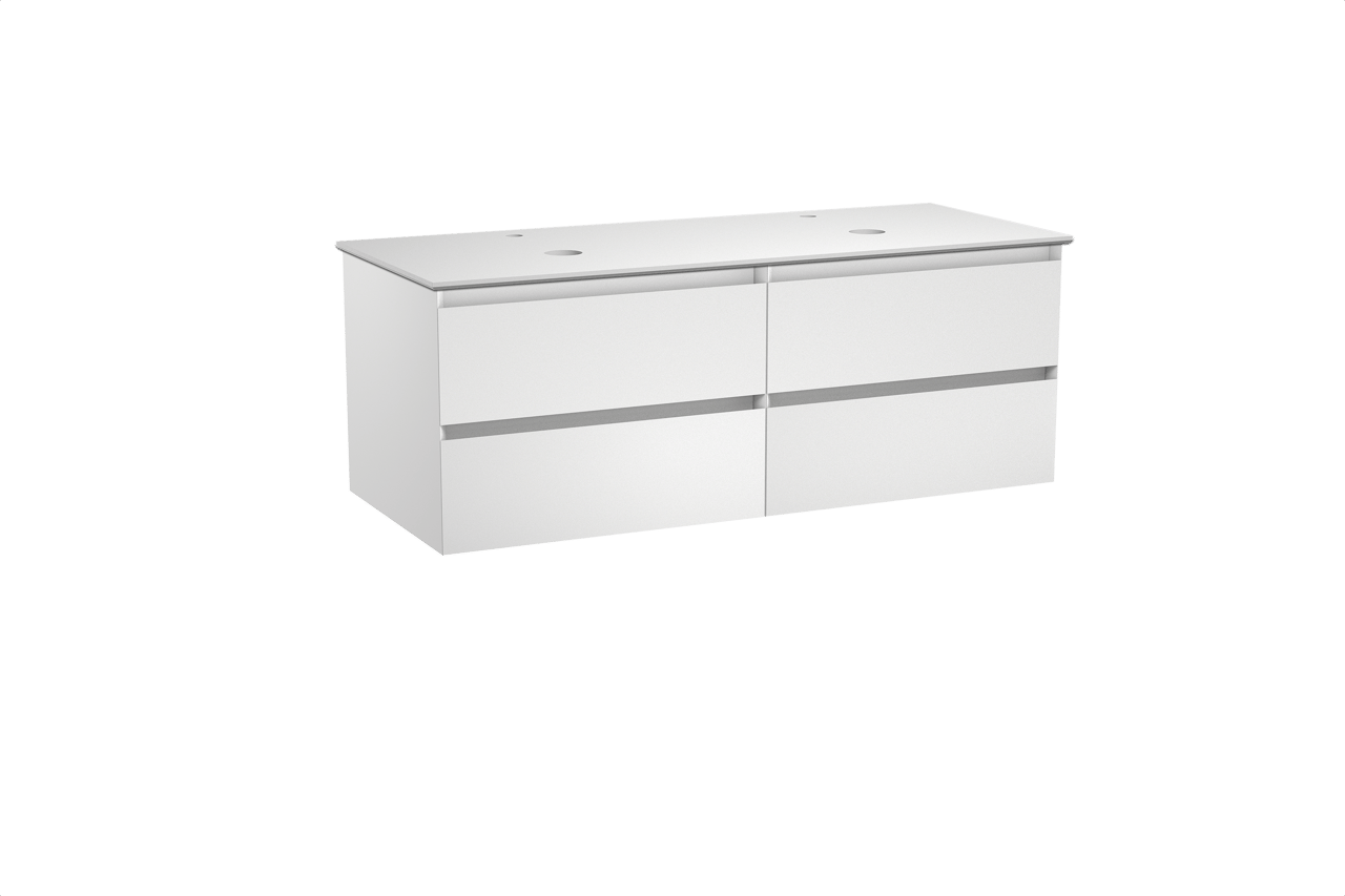 Balmani Mitra meuble salle de bains suspendu 135 x 55 cm blanc mat avec Facetta tablette double en solid surface blanc mat