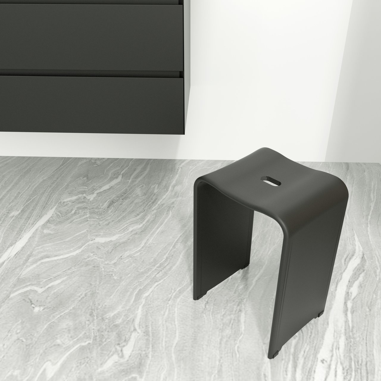 Luca Varess Coco Duschhocker, schwarz matt