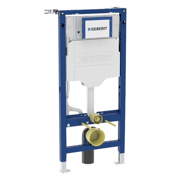 Linie Waldo hangend toilet hoogglans wit randloos met Geberit UP320 Systemfix inbouwreservoir en bedieningspaneel