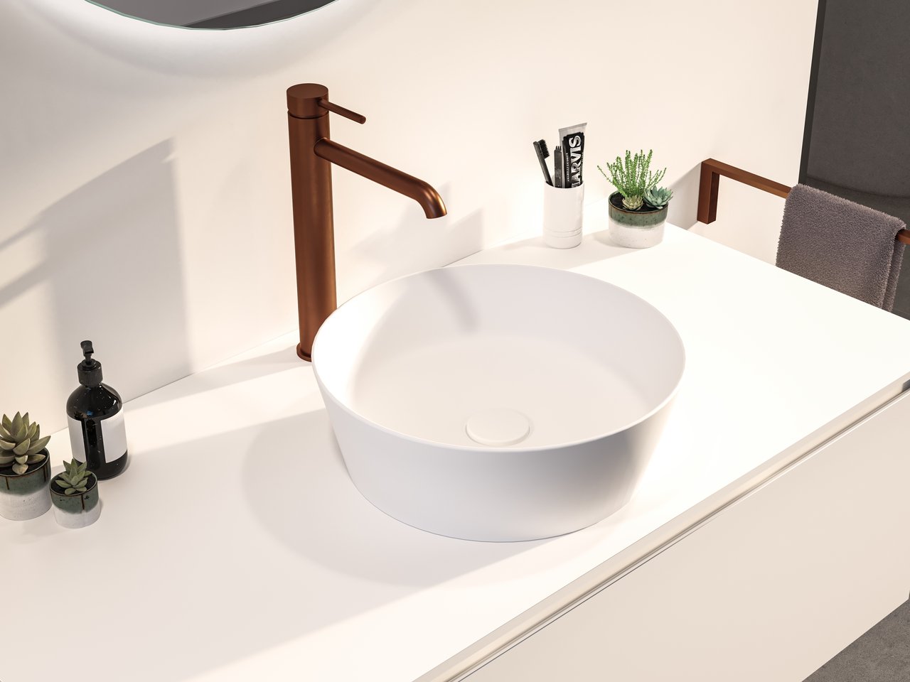 Storke Cona waskom matte Solid Surface rond Ø 36 cm