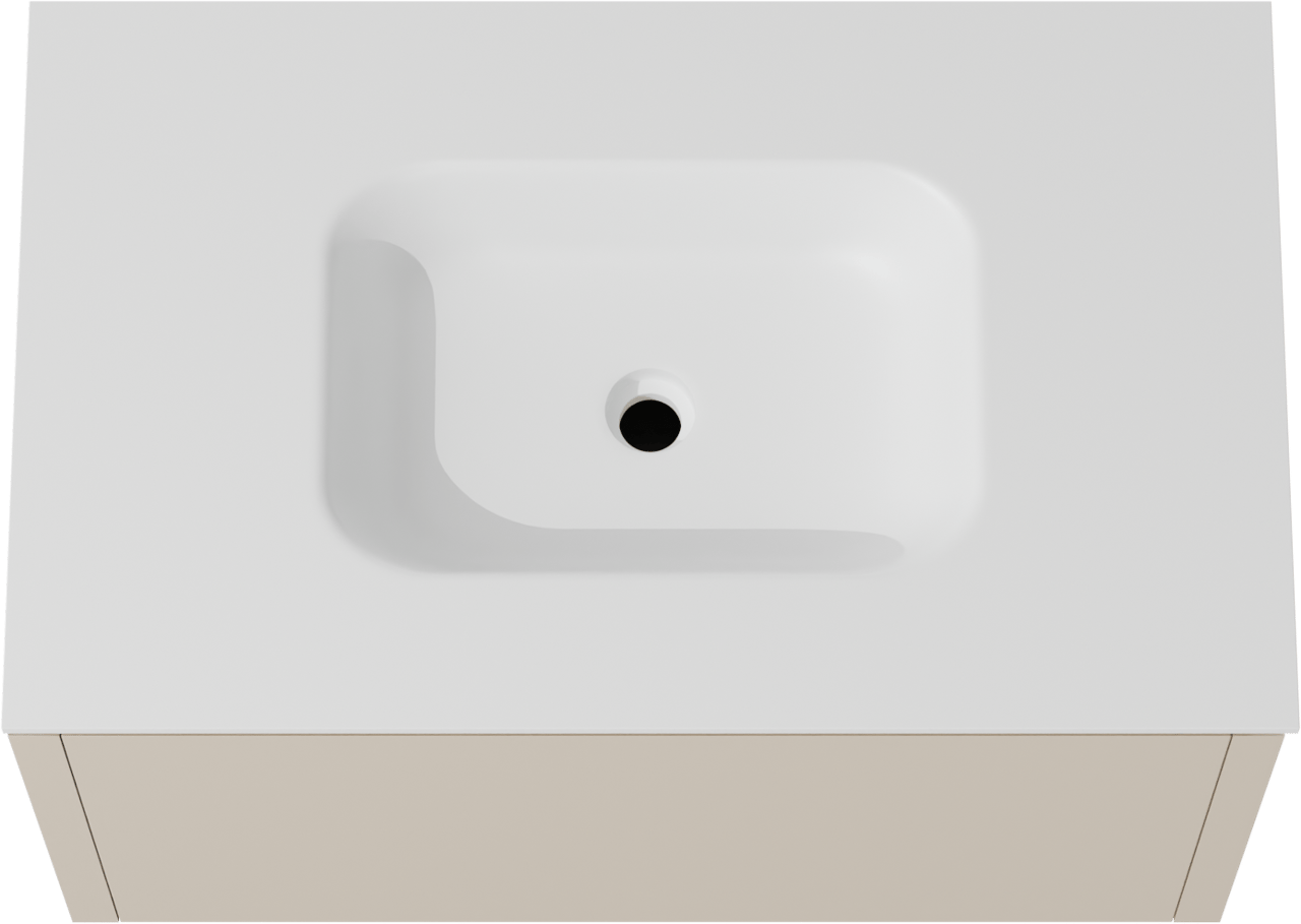 Balmani Eclips meuble salle de bains suspendu 90 x 55 cm Sandbeige avec Tablo Arcato plan simple en Solid Surface blanc mat