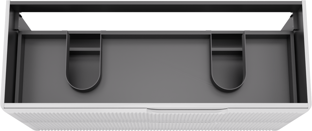 Linie Curvo zwevende wastafelonderkast 120 x 46 cm Hoogglans Wit 2 lades vert. sym. Groef