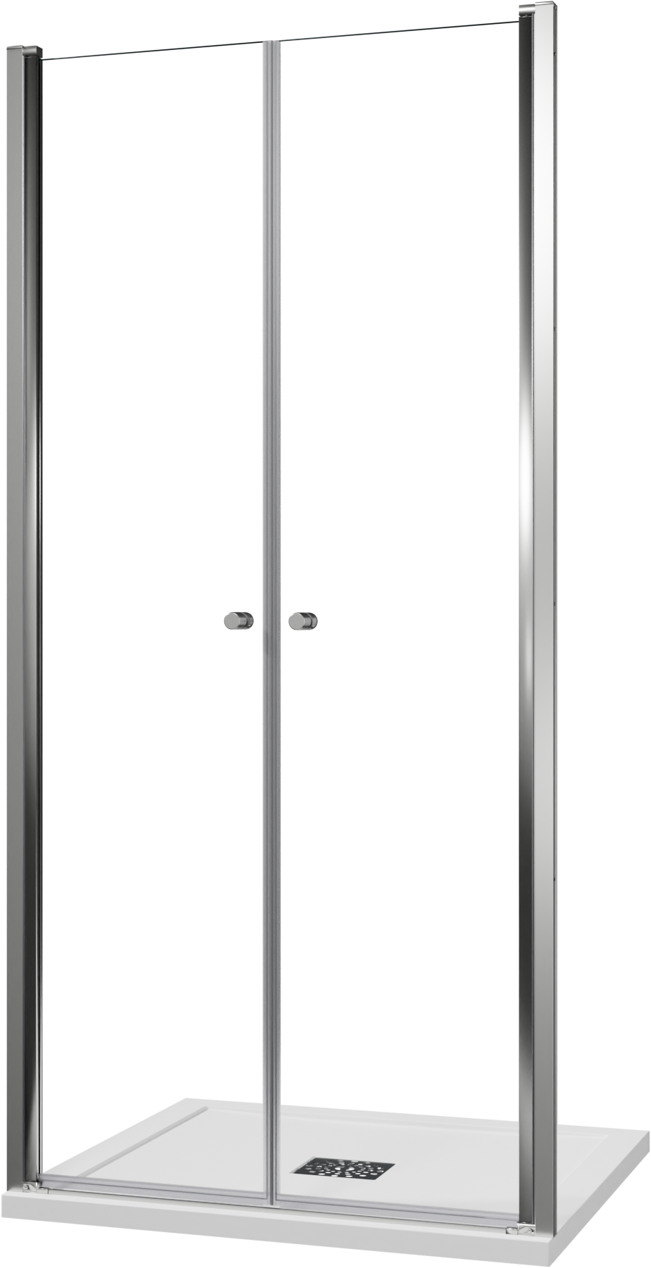 Luca Varess Kuresa porte battante 100 x 200 cm verre transparent profil chrome brillant