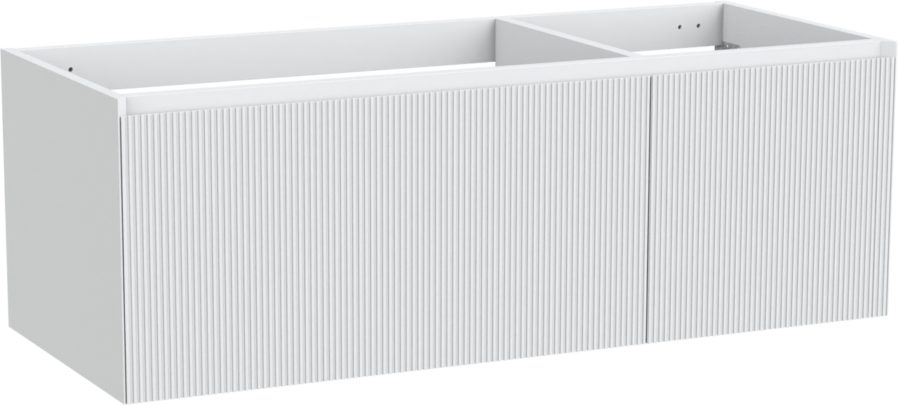 Balmani Fila hängender Waschbeckenunterschrank: 135 x 55 cm, asymmetrisch links, Weiß Matt, 4 Schubladen