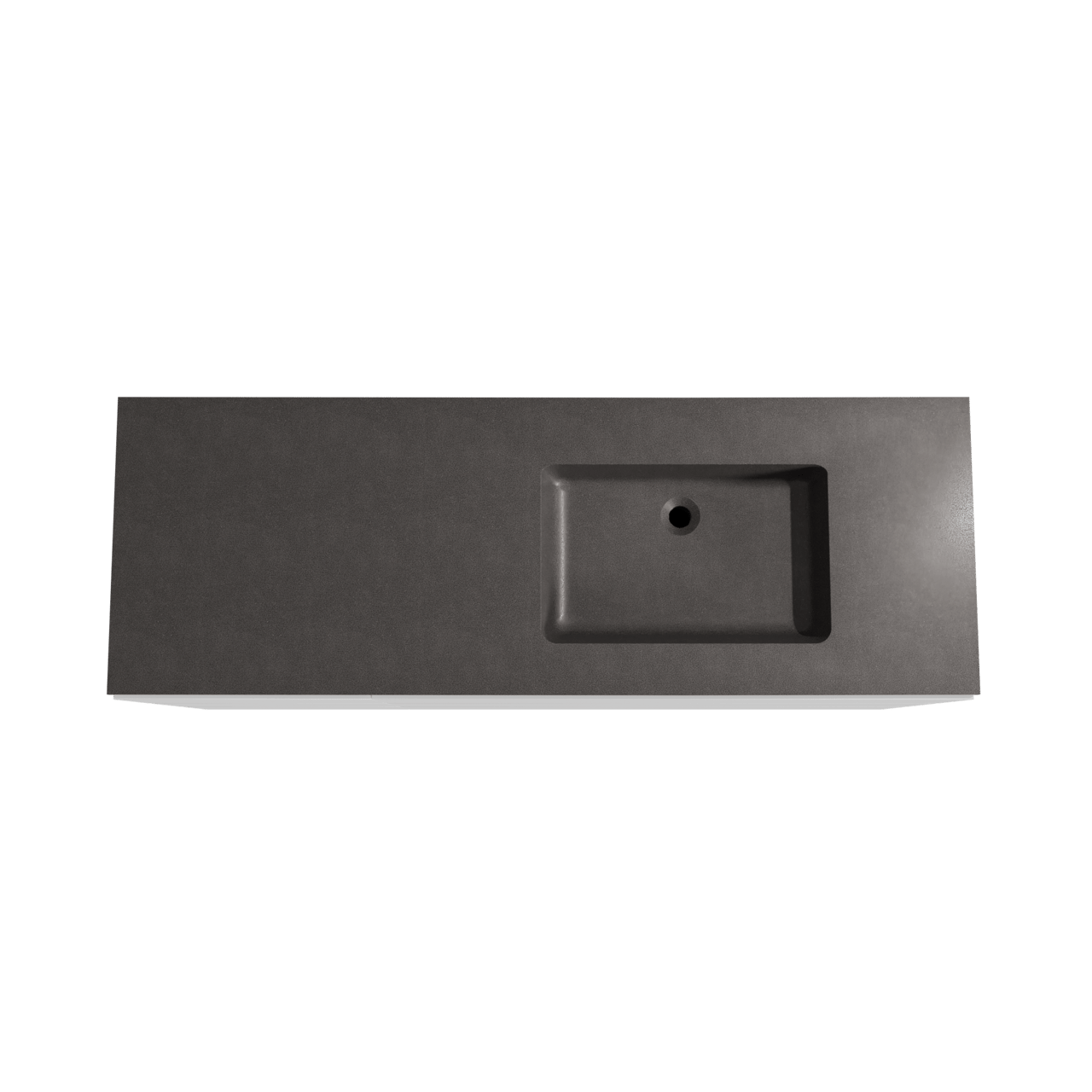 Storke Edge staand badkamermeubel 150 x 52 cm mat wit met Scuro asymmetrisch rechtse wastafel in kwarts mat zwart