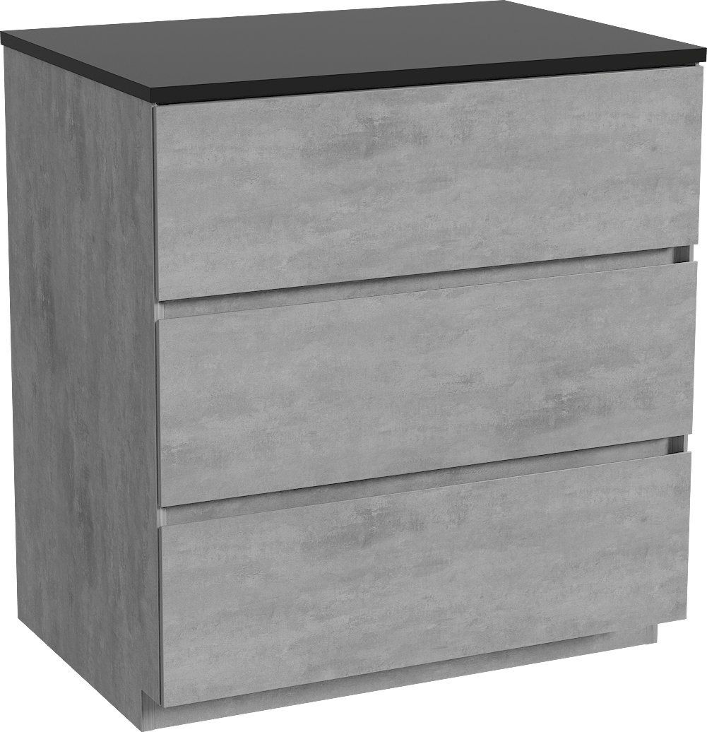 Storke Edge freistehendes Möbelstück Set: 75 x 52 cm, Beton dunkelgrau, mit Panton Einzel Waschtischplatte, Pulverbeschichtetes MDF Schwarz matt