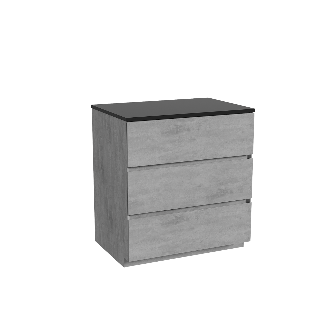 Storke Edge freistehendes Möbelstück Set: 75 x 52 cm, Beton dunkelgrau, mit Panton Einzel Waschtischplatte, Pulverbeschichtetes MDF Schwarz matt