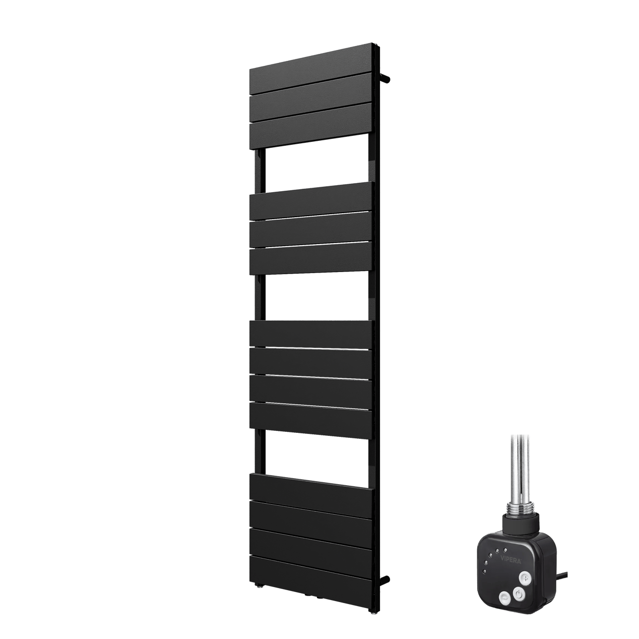 Vipera Teide sèche-serviettes Simple 50 x 180 cm chauffage électrique noir mat raccordement latéral et central possible 800W, résistance incluse