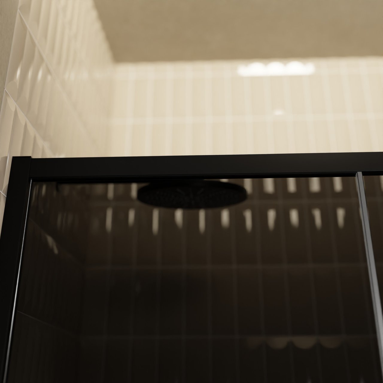 Balmani Senses Design douche schuifdeur omkeerbaar 140 cm x 210 cm Rookglas, Zwarte profielen