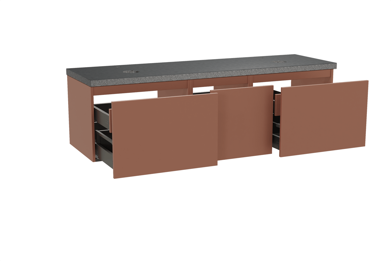 Balmani Sfera meuble salle de bains suspendu 180 x 55 cm cotto avec Rock tablette double en granit noir