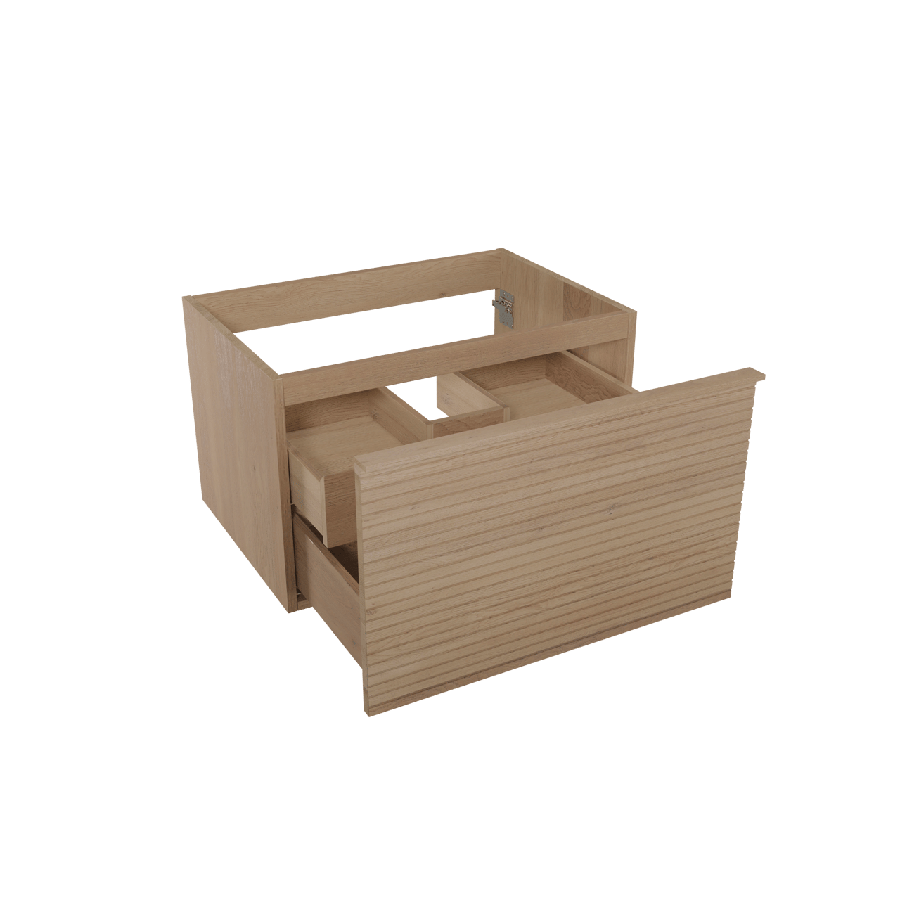 Balmani Forma meuble sous-vasque suspendu nervure horizontale 75 x 55 cm chêne naturel 2 tiroirs