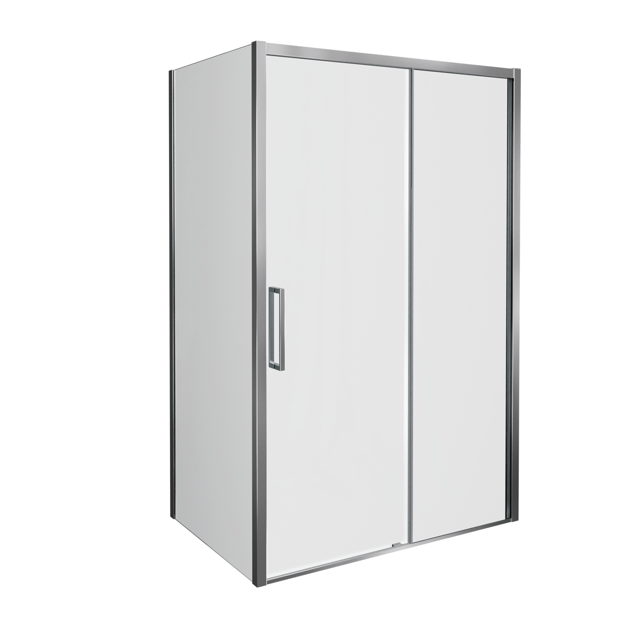 Balmani Senses Design Eckdusche: Schiebetür (Rechts) mit fixierte Seitenwand, 120 x 90 cm, Klarglas, Profil Chrom glänzend, inklusive Coating