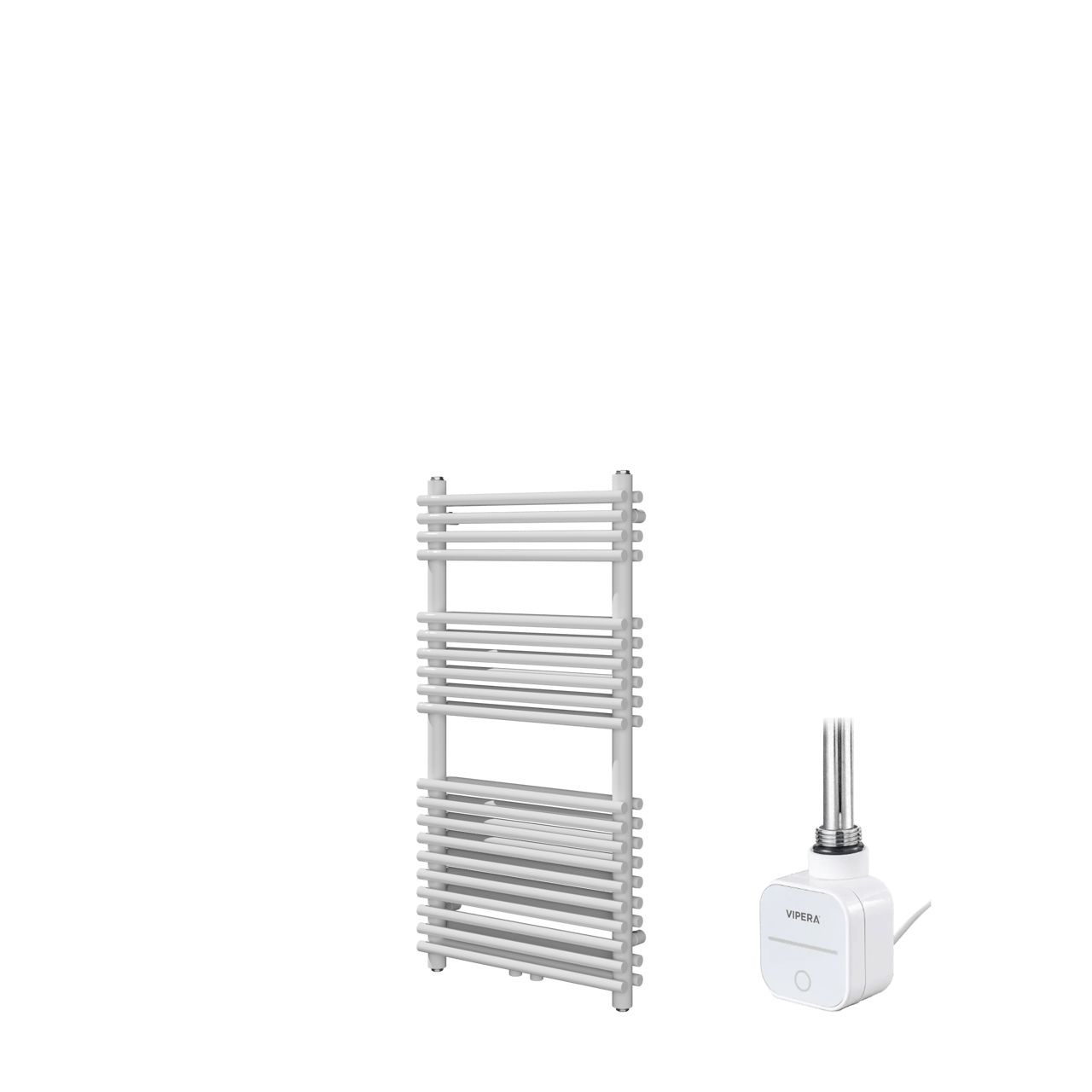 Vipera Alegria sèche-serviettes Doublé 50 x 100 cm chauffage électrique blanc brillant raccordement latéral et central possible 748W, résistance incluse