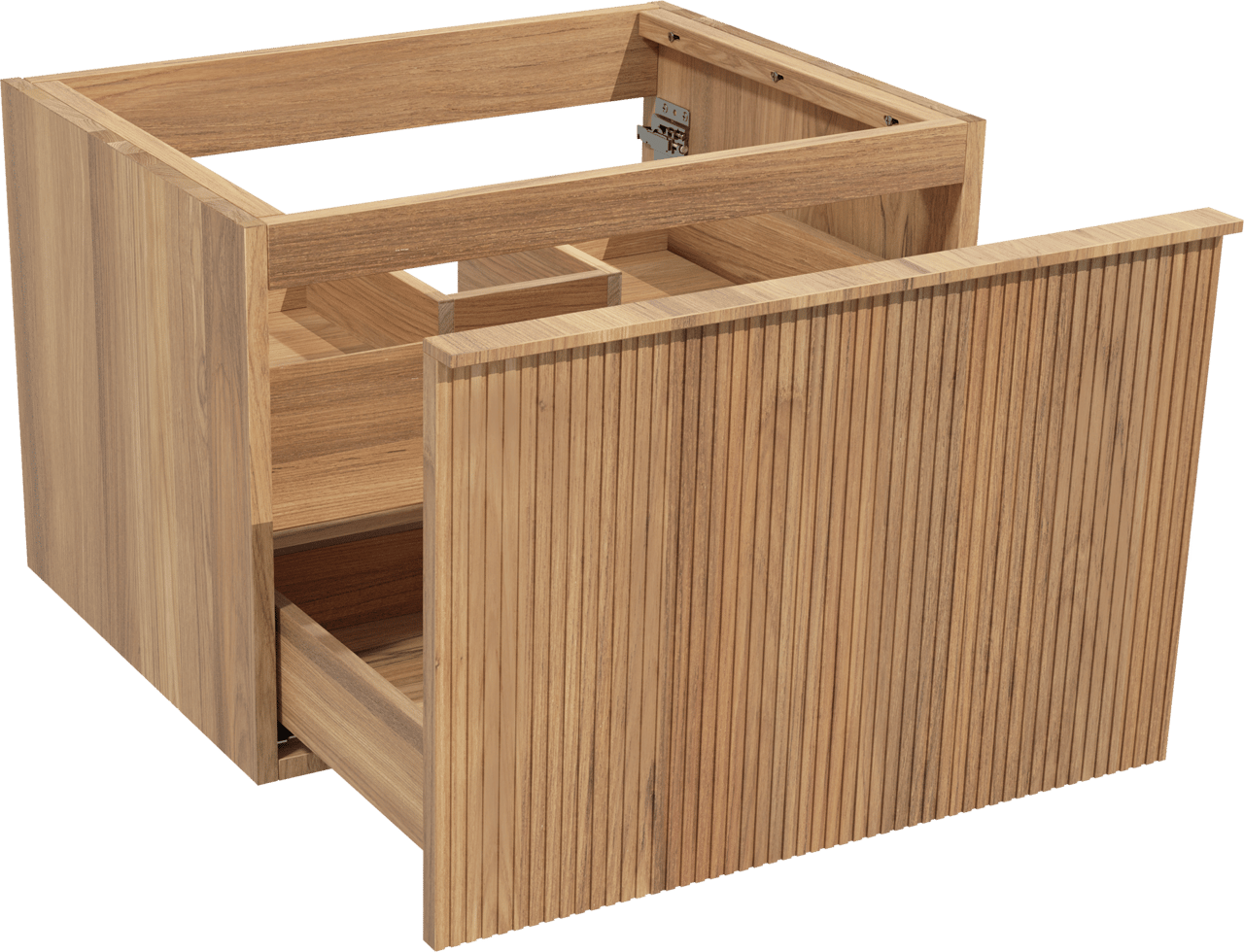 Balmani Forma hängender Waschbeckenunterschrank: 67,5 x 55 cm, Teak, 2 Schubladen