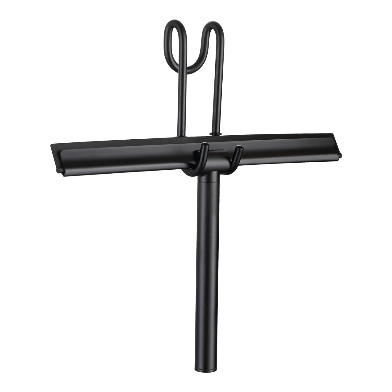 Blaufoss douchewisser mat zwart met ophangsysteem over douchewand