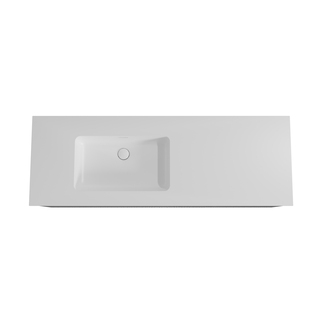 Storke Ribs zwevend badmeubel 150 x 52 cm zwart eiken met Mata asymmetrisch linkse wastafel in solid surface mat wit, Verticale asymmetrische rechte ribbel