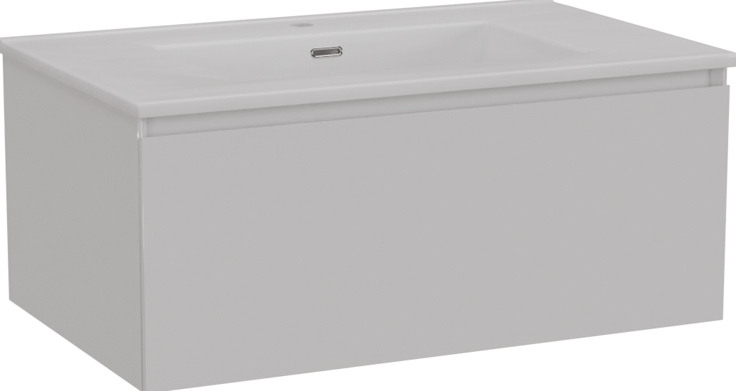 Storke Edge meuble salle de bains suspendu 85 x 52 cm blanc brillant avec Kera plan simple en céramique blanc mat