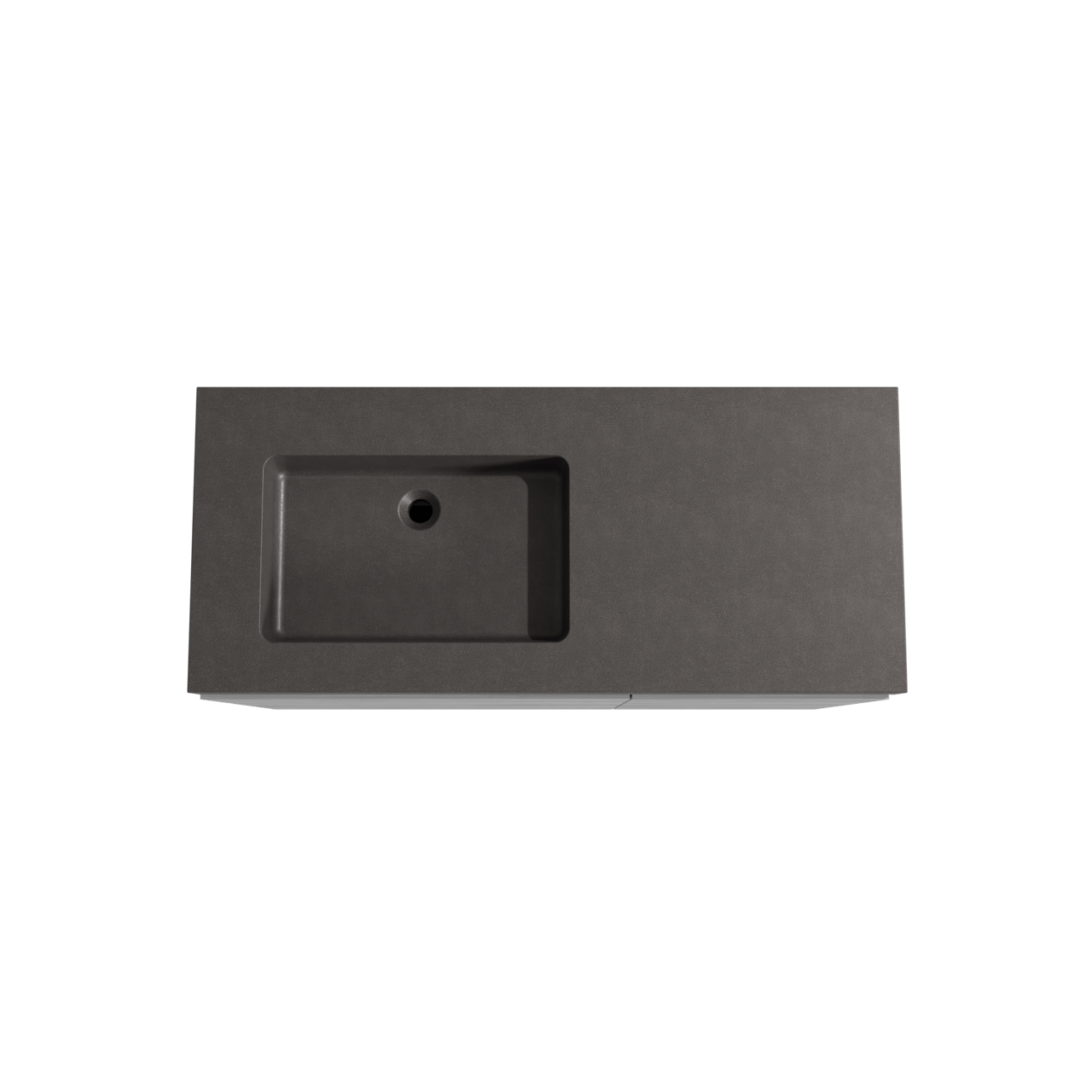 Storke Edge meuble salle de bains à poser 120 x 52 cm béton gris foncé avec Scuro High plan vasque asymétrique à gauche en quartz noir mat