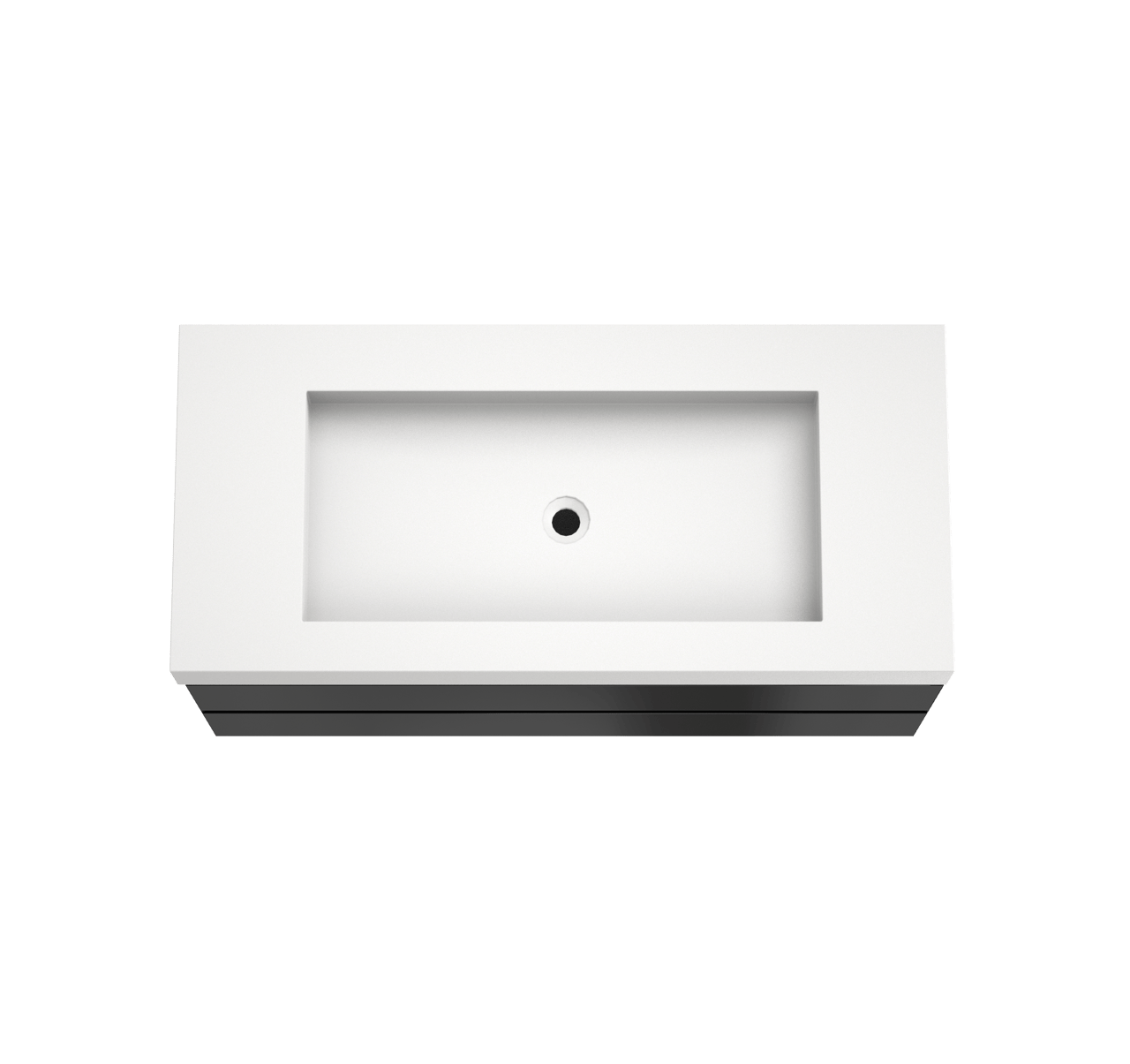 Balmani Mitra meuble salle de bains suspendu 120 x 55 cm noir mat avec Modus lavabo simple pour 2 trous de robinet en solid surface blanc mat