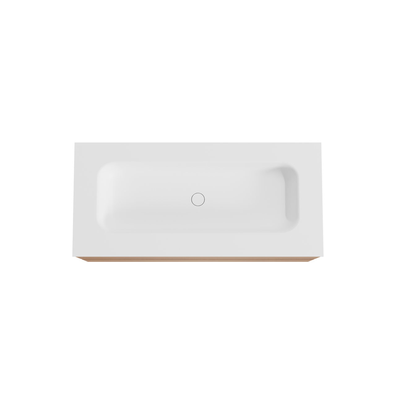 Balmani Mitra hängendes Möbelstück Set: 120 x 55 cm, Teak, mit Tablo Arcato Einzelwaschtisch für 2 Armaturenlöcher, Solid Surface Weiß matt