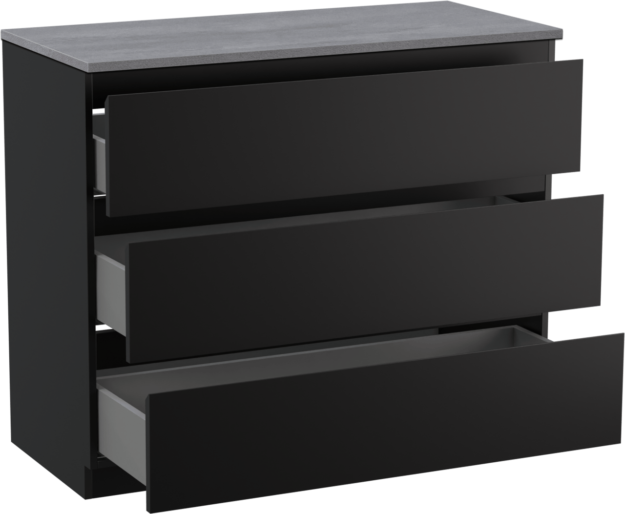 Linie Lado staand badmeubel 100 x 46 cm mat zwart met Lado enkel of dubbel wastafelblad in melamine beton donkergrijs