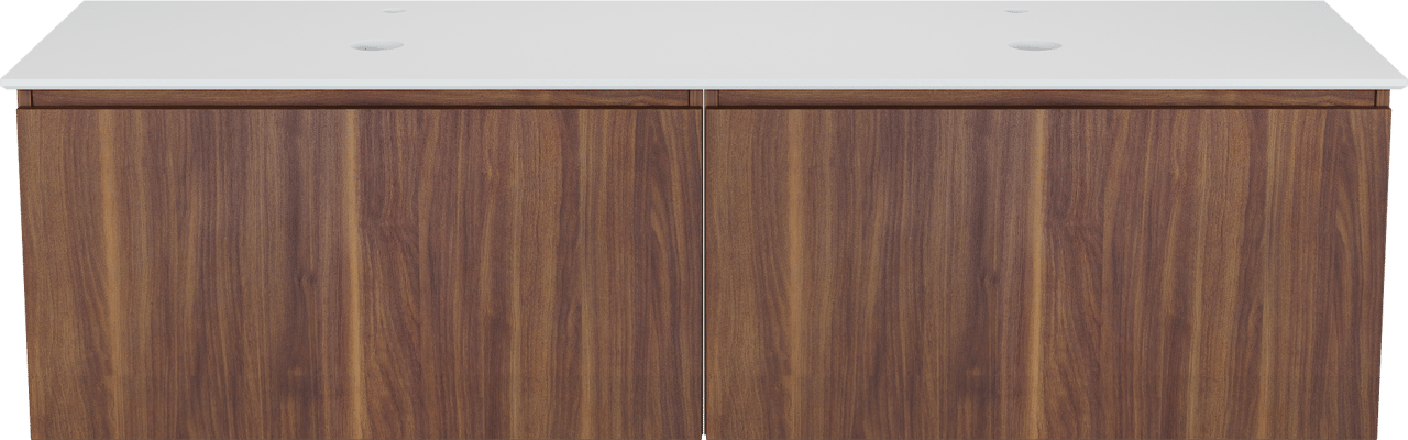 Balmani Sfera meuble salle de bains suspendu 180 x 55 cm noyer américain avec Facetta tablette double en solid surface blanc mat