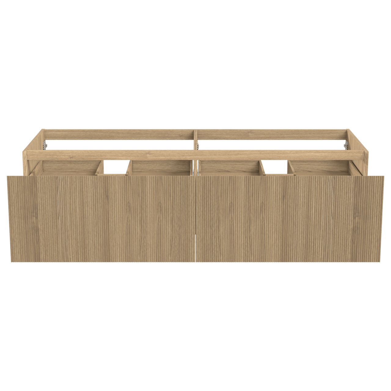 Balmani Fila hängender Waschbeckenunterschrank: 180 x 55 cm, Eiche Natur, Furnierholz, 4 Schubladen