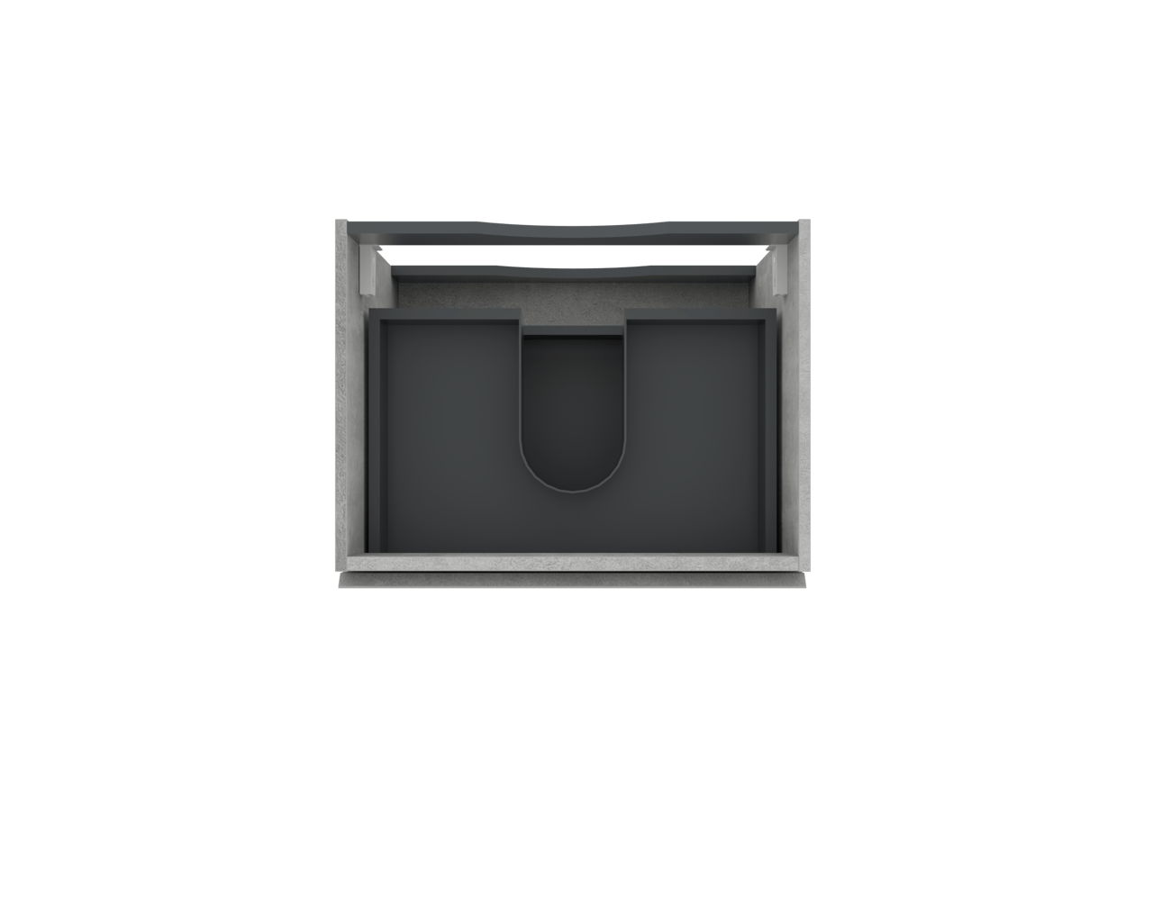 Linie Lado hängender Waschbeckenunterschrank: 60 x 46 cm, Beton dunkelgrau, 2 Schubladen