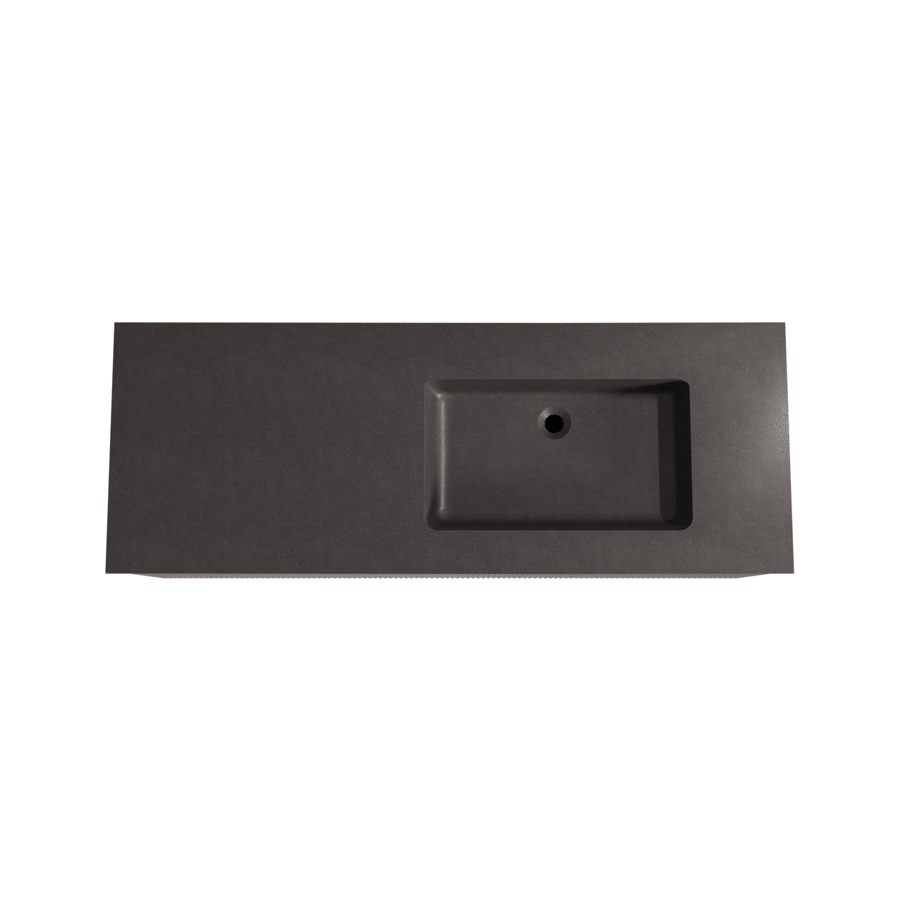 Storke Ribs zwevend badmeubel 140 x 52 cm notenhout met Scuro asymmetrisch rechtse wastafel in kwarts mat zwart, Verticale symmetrische rechte ribbel