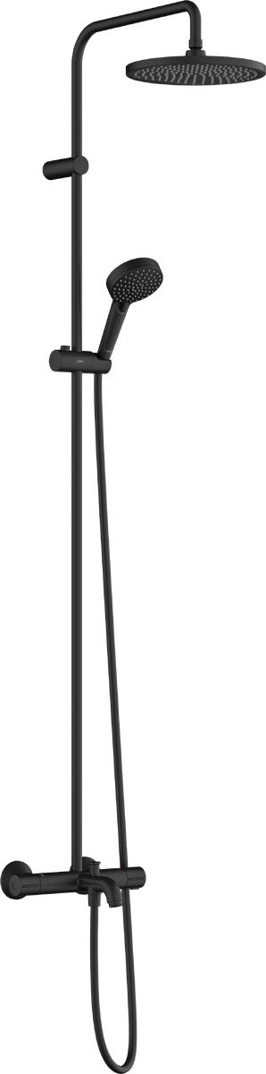 Hansgrohe Vernis Blend colonne de douche de pluie avec robinet de baignoire thermostatique Noir Mat