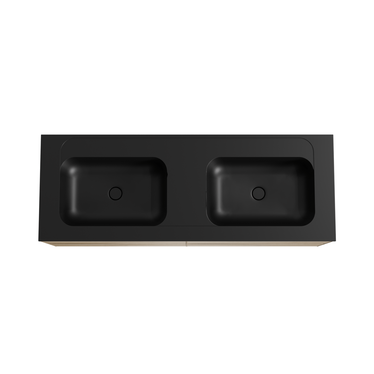 Balmani Mitra hängendes Möbelstück Set: 150 x 55 cm, Rohe Eiche, mit Tablo Strada Doppelwaschtisch, Marmorkomposit Schwarz matt