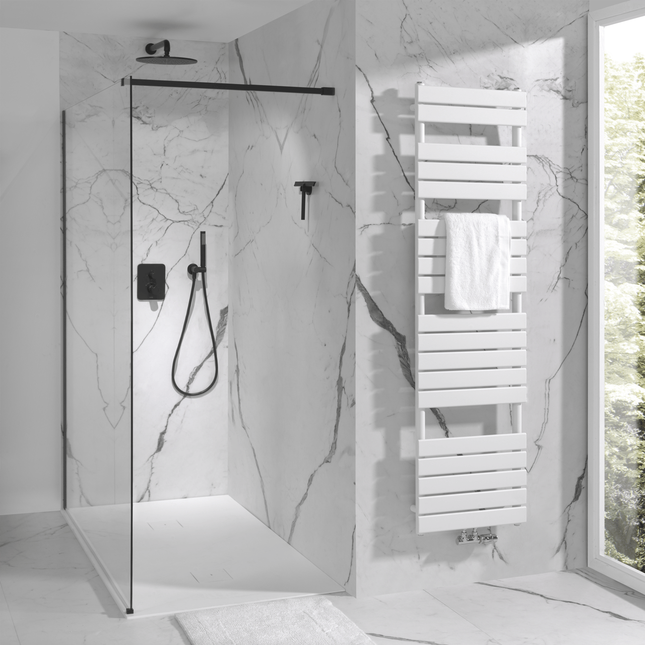 Blaufoss Round 300 Regendusche Duschkopf: Rund, Wandmontage, 30 cm, Schwarz matt