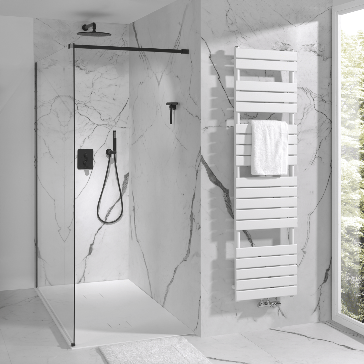 Blaufoss Round 300 Regendusche Duschkopf: Rund, Wandmontage, 30 cm, Schwarz matt