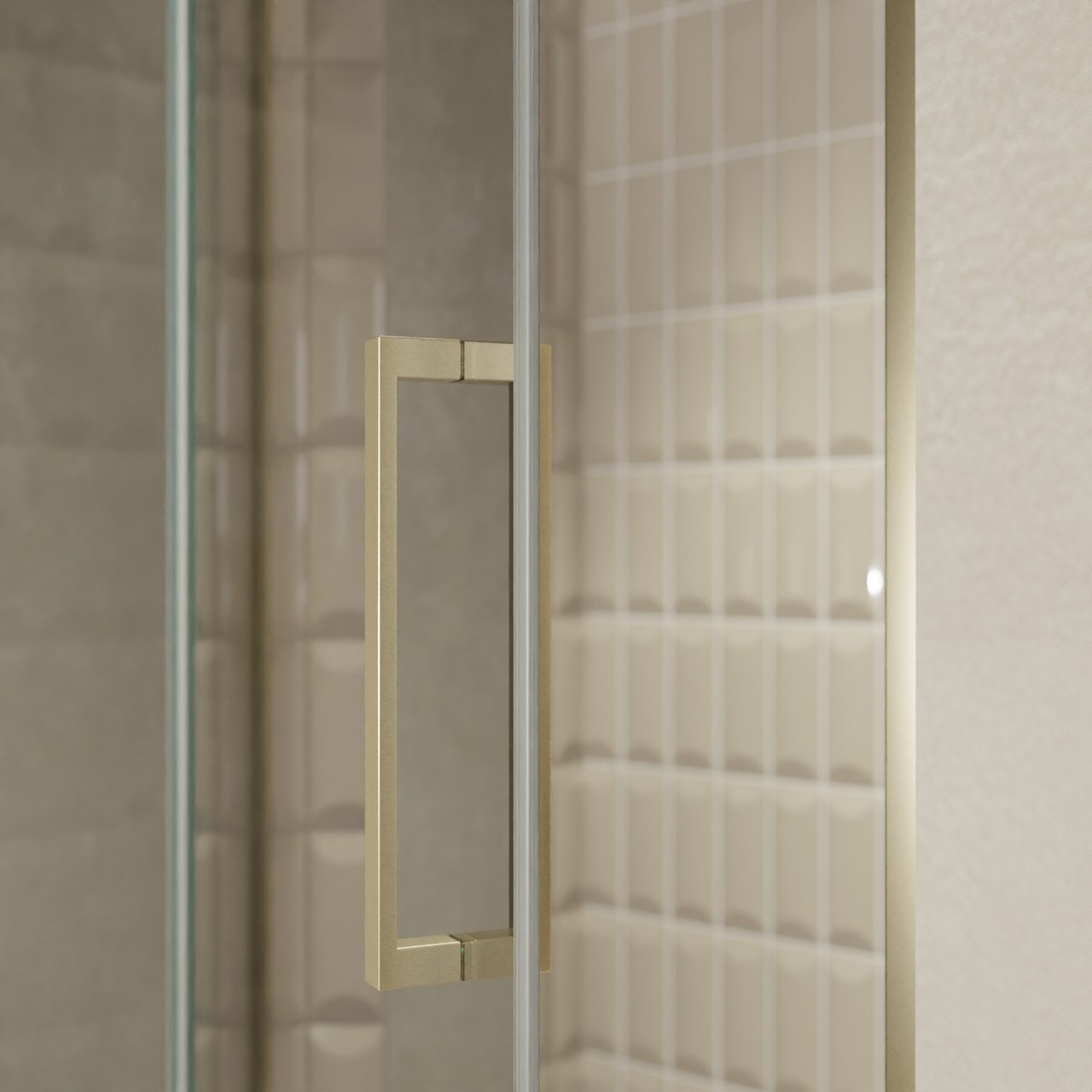 Balmani Senses Design Dusche Drehtür, Links, 120 cm x 210 cm, Reflex-Spiegelglas, Profil Brushed Champagner Gold