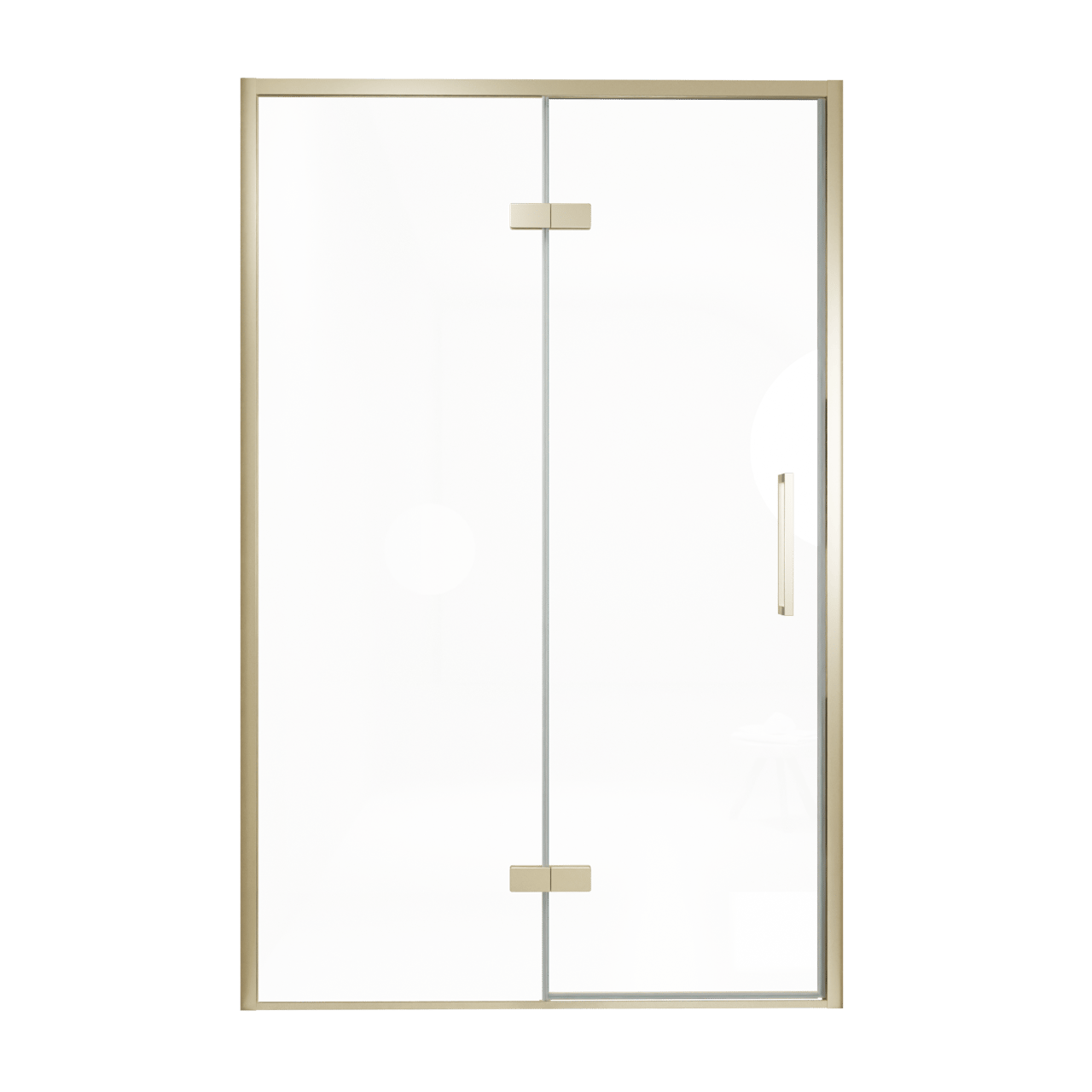 Balmani Senses Design Dusche Drehtür, Links, 140 cm x 210 cm, Klarglas, Profil Brushed Champagner Gold