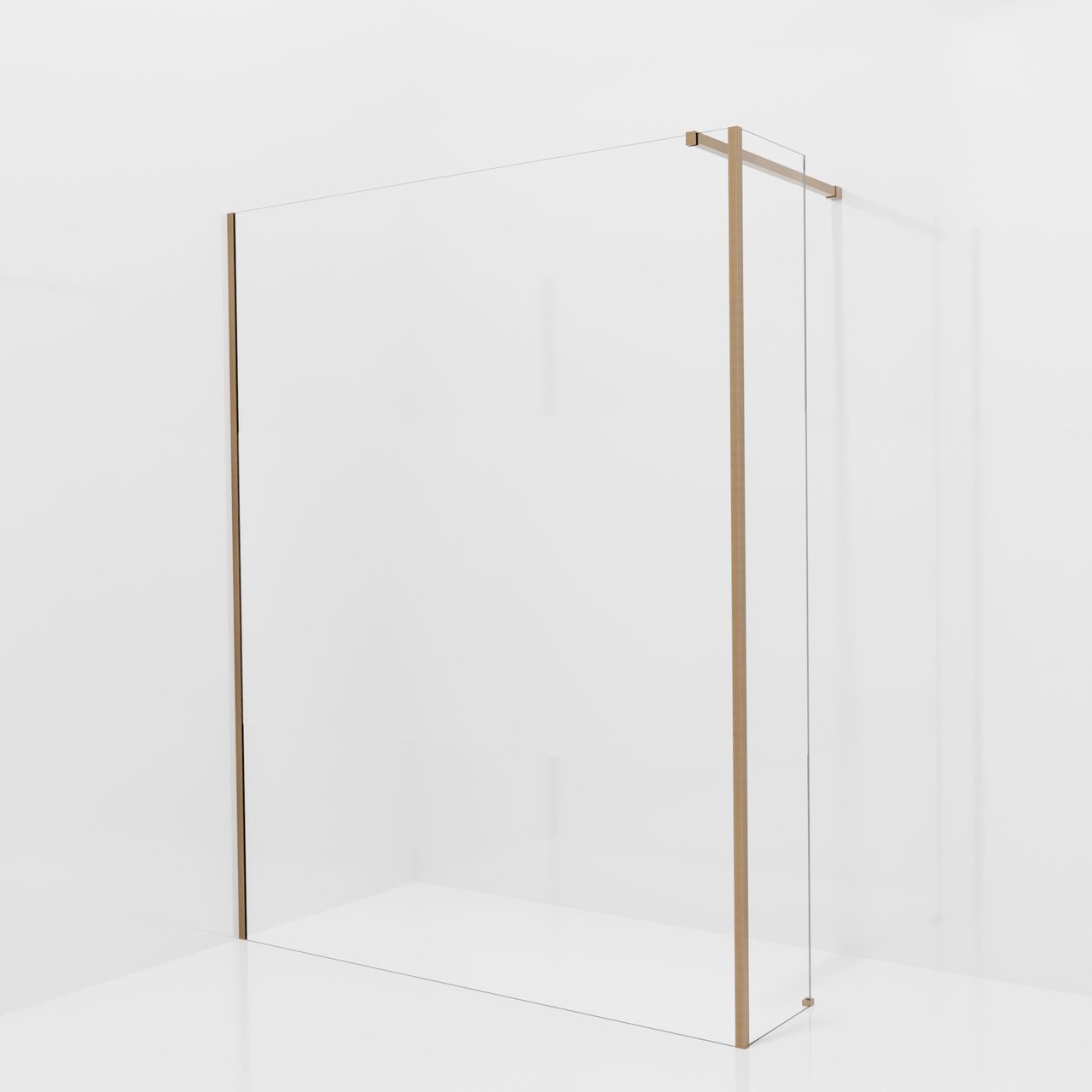 Balmani Modular Walk-In Dusche mit fester Seitenwand: 160 x 200 cm, Klarglas mit mattiertem Streifen, Profil Brushed Rosegold