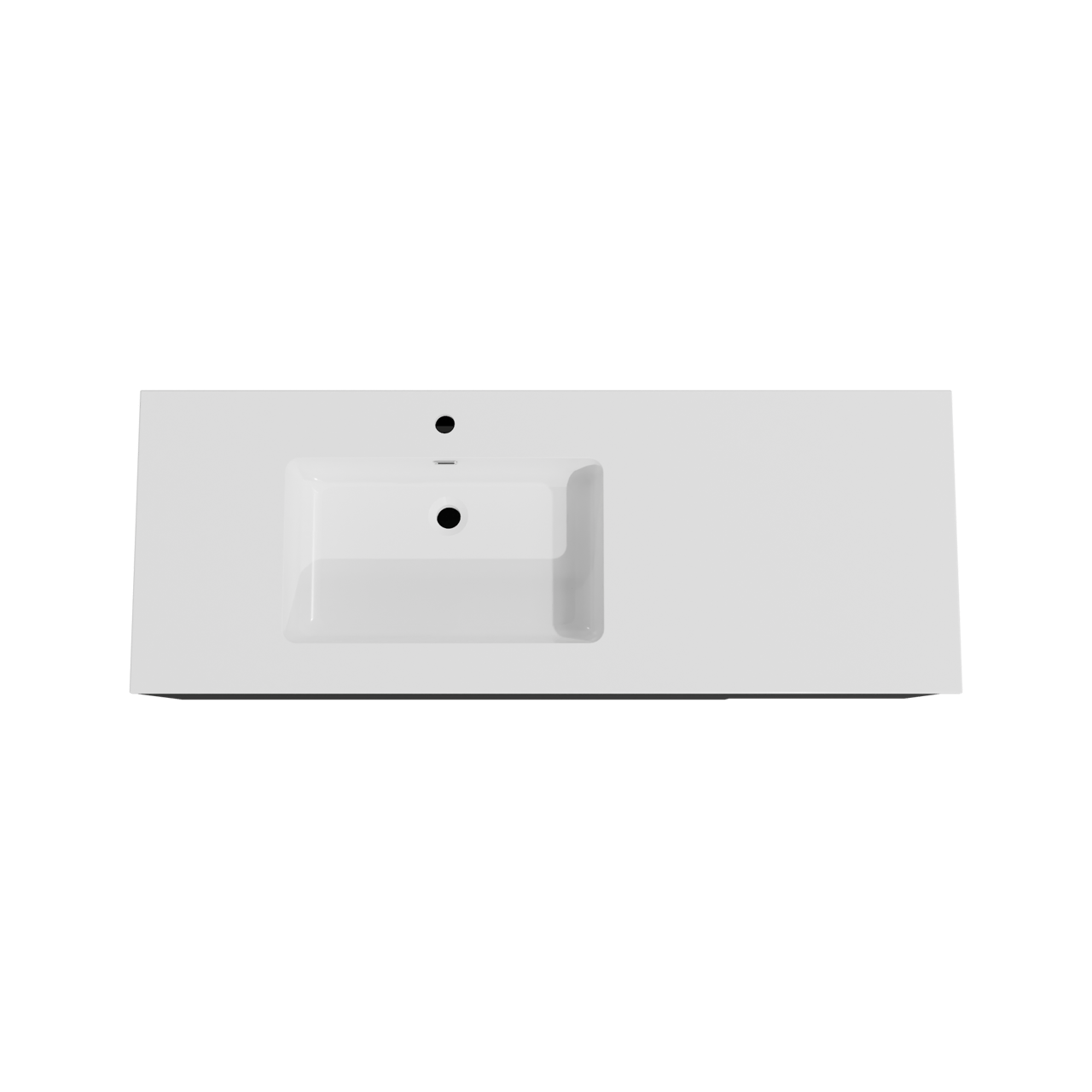 Storke Edge meuble salle de bains suspendu 140 x 52 cm noir mat avec Diva plan vasque asymétrique à gauche en marbre composite blanc brillant