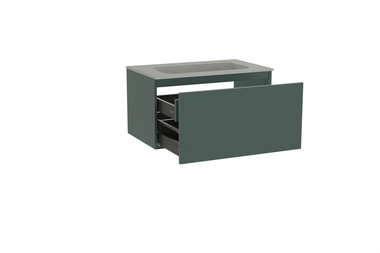 Balmani Sfera meuble salle de bains suspendu 90 x 55 cm forest avec Tablo Strada plan simple en marbre composite soie grise