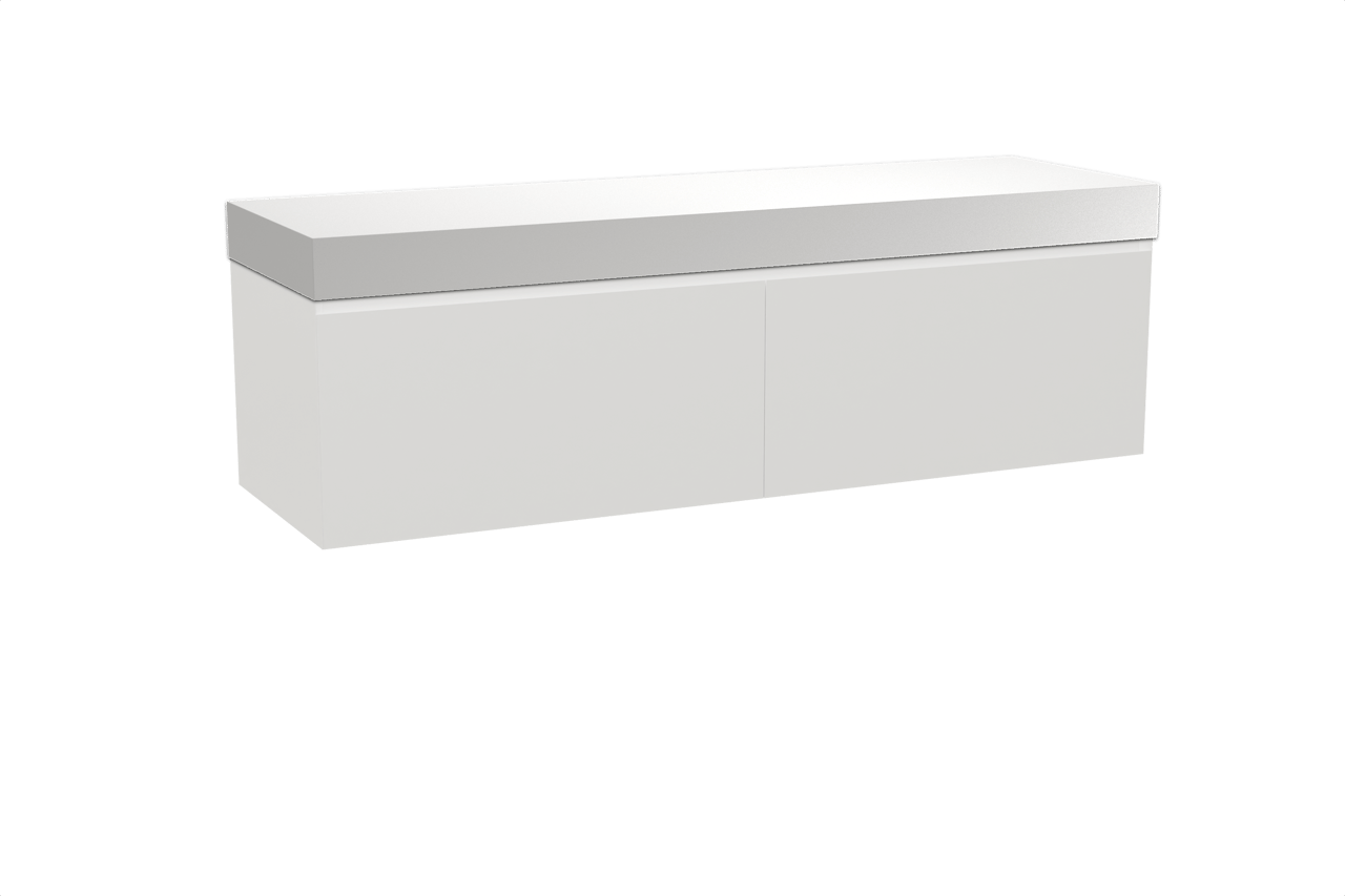 Balmani Idra meuble salle de bains suspendu 180 x 55 cm blanc mat avec Dominus tablette simple ou double en solid surface blanc mat